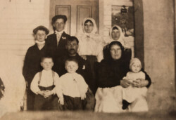 Back Row: Nick J., John J., Mabel J., Cousin Annie Zeeben (guessing through Hanya's sister Maria Semenoff who married a Zeeben),
Middle row: John N. Chernoff, Hanyia N. Semenoff.
Front: Peter J., Sam J., Harry J on mom's lap. John N. Chernoff Family