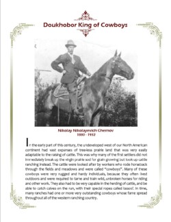 Article printed about Nikolai N. Chernoff in the USCC Doukhobor Iskra magazine from Castlegar. Courtesy of Merv Malish.