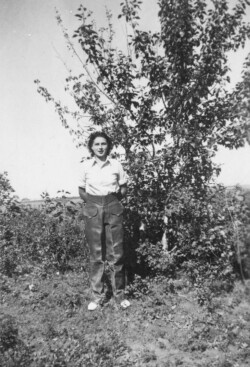 Nikolai (Tsar) N. Chernoff's daughter Marge wearing his Chaps Nikolai (Tsar) N. Chernoff's daughter Marge wearing his Chaps