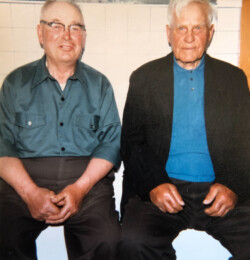W. A. Chernoff and Fred N. Chernoff age 96 taken April 27 1980 taken by John A. Popoff W. A. Chernoff and Fred N Chernoff age 96 taken April 27 1980 taken by John A. Popoff